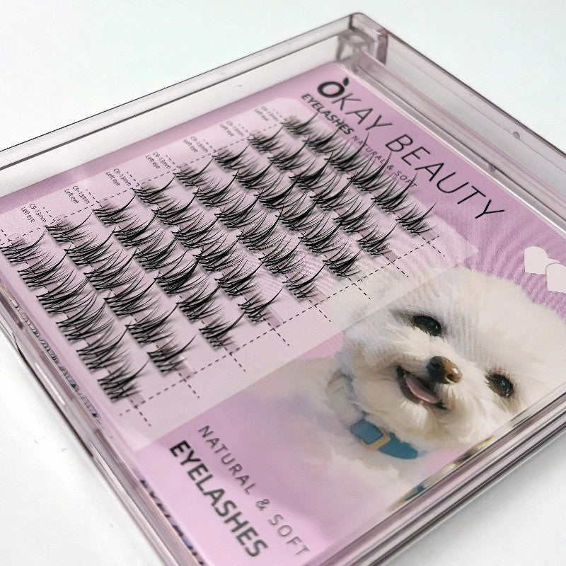 Light Wispy False Eyelashes with Reusable Clusters for Natural Volume