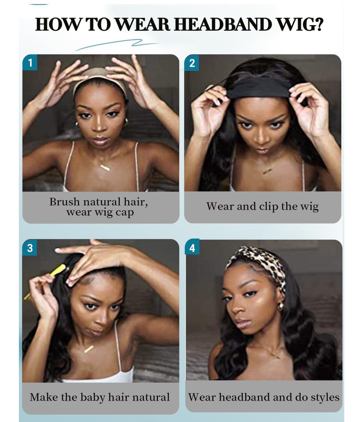 Long Body Wave Synthetic Headband Wig - Glueless 24 Inch for Black Women