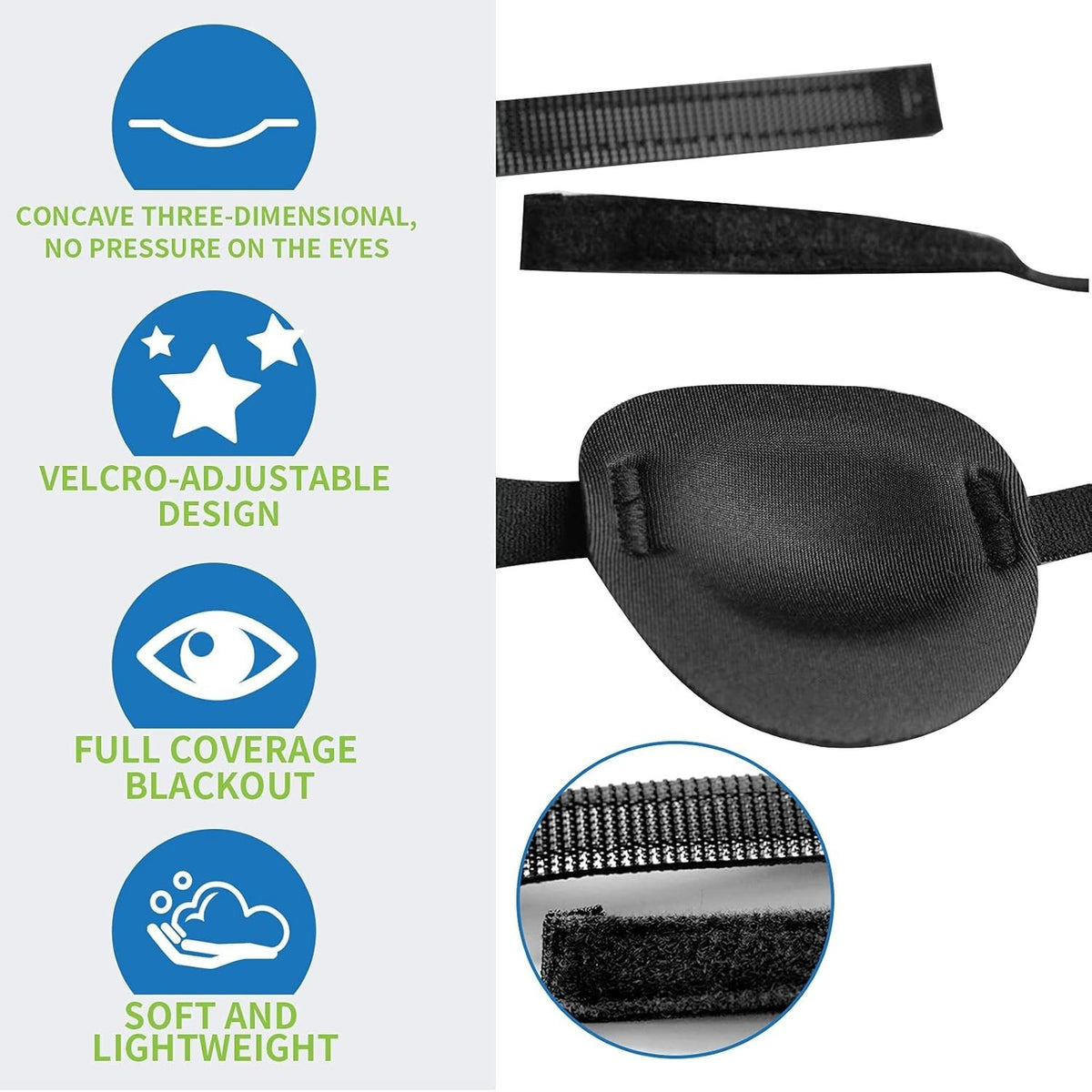 Adjustable Medical Eye Patches for Adults and Kids - Amblyopia & Lazy Eye Cover, 2 Pack