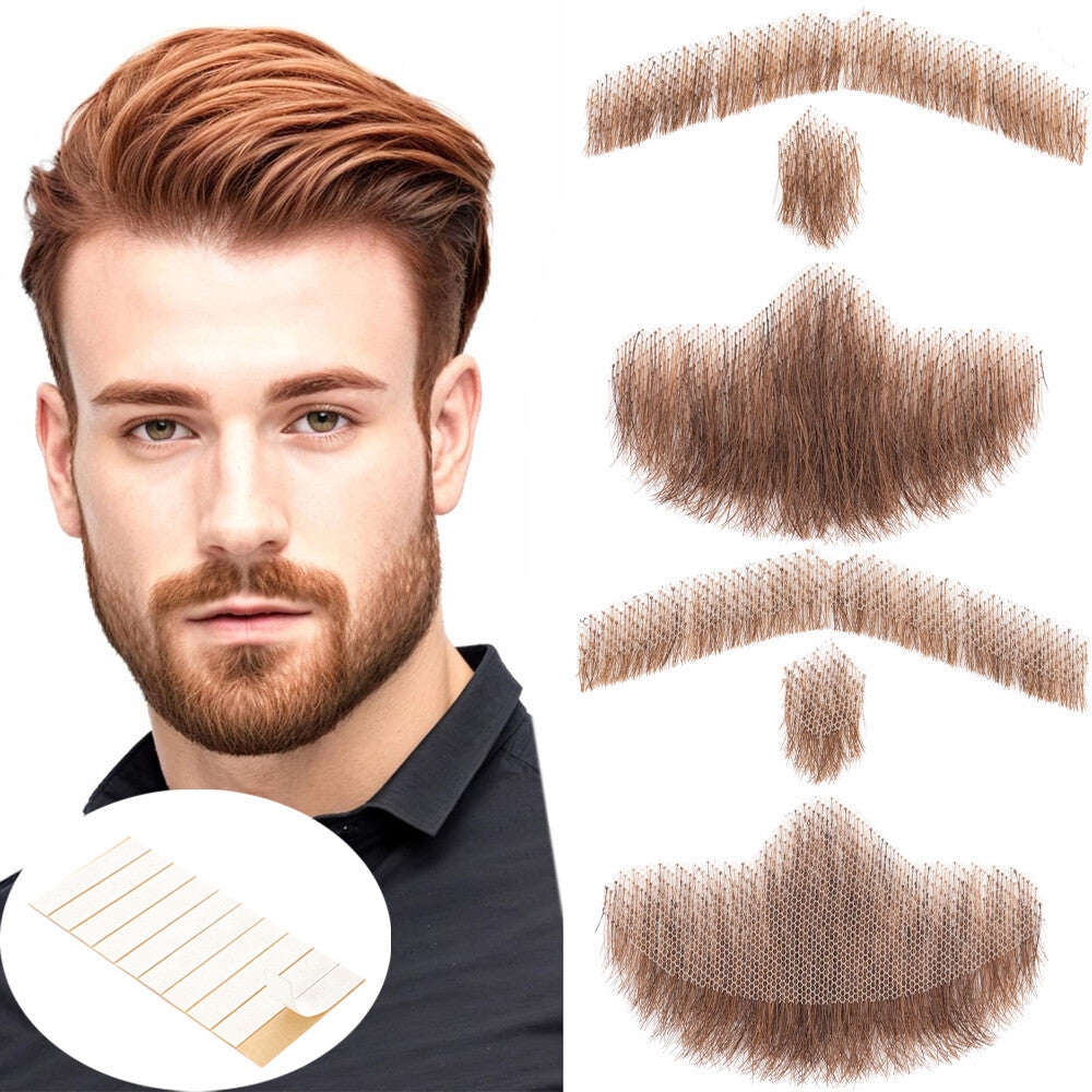 Men's Reusable Fake Beard with Real Human Hair - Van Dyke Style, Multiple Colors