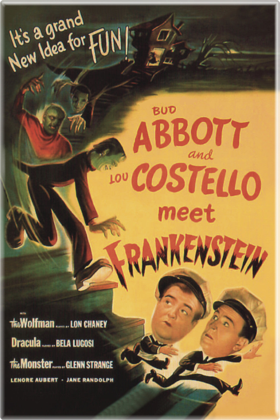 Personalized Vintage Movie Poster Compact Mirror - Abbott & Costello Meet Frankenstein, 2x3 Inches