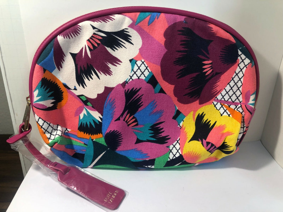 Multicolor Floral Pattern Cosmetic Makeup Travel Bag - Pink