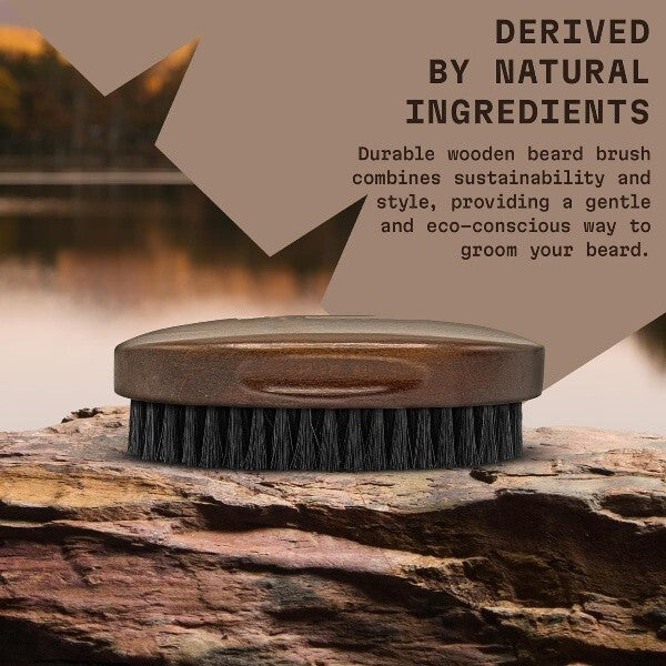 Men's Boar Bristle Beard Grooming Brush with Wooden Handle