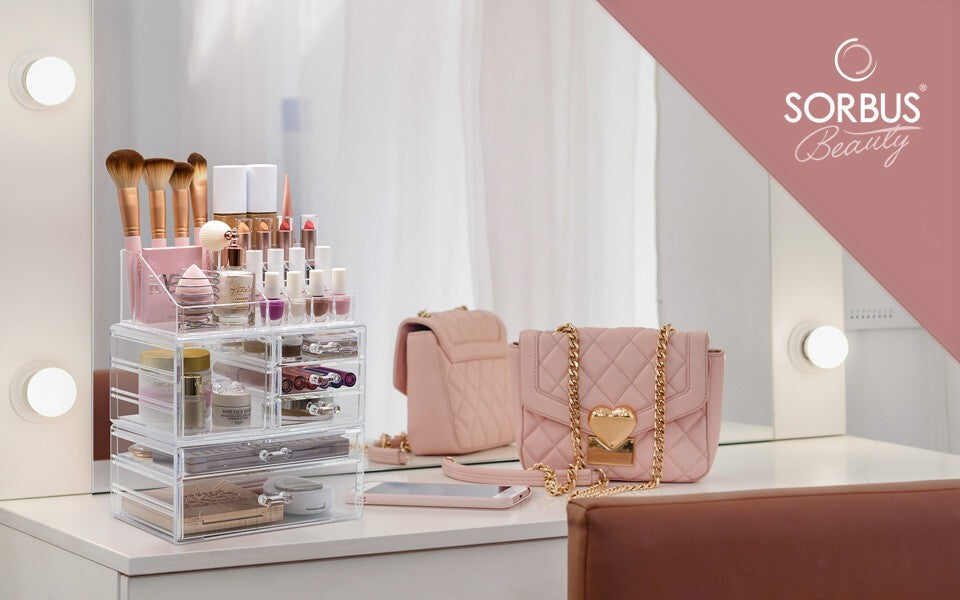 Clear Makeup Organizer Set - 3-Piece Cosmetic Storage for Vanity & Bathroom