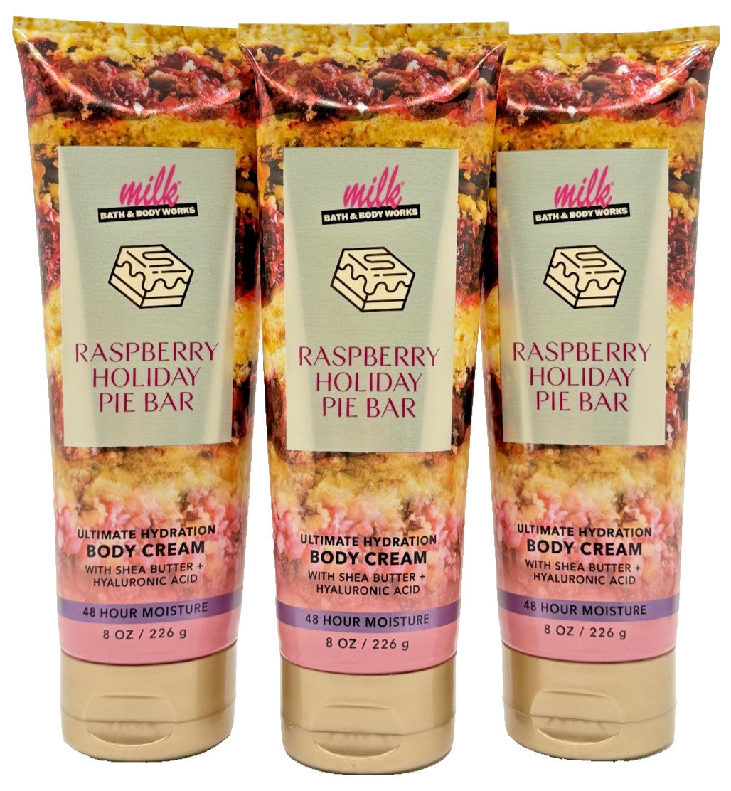 Bath & Body Works Body Cream - Milk Raspberry, 8 oz (3-Pack)