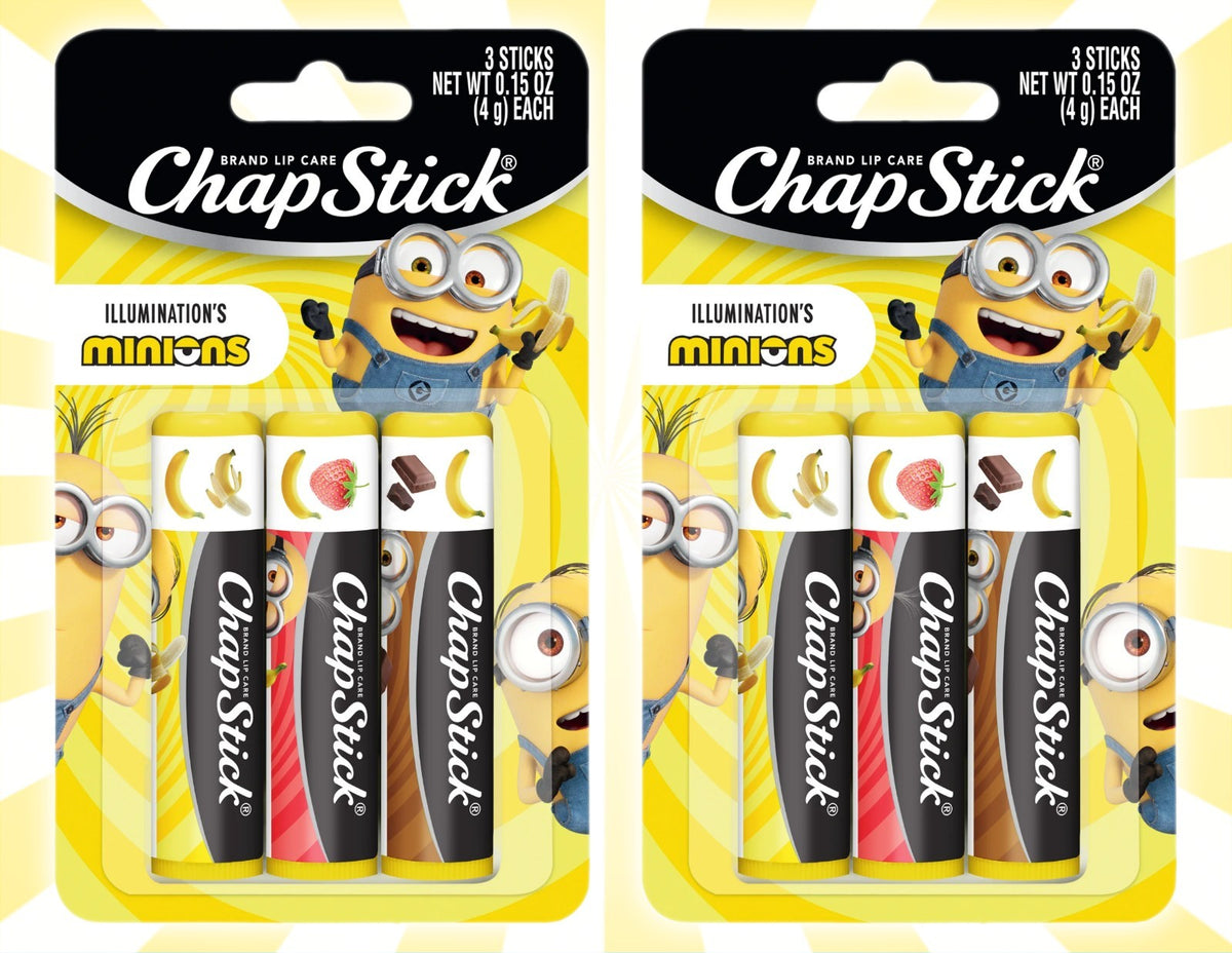 ChapStick Minions Lip Balm Set - Banana, Berry & Chocolate Flavors, 3 Count Variety Pack