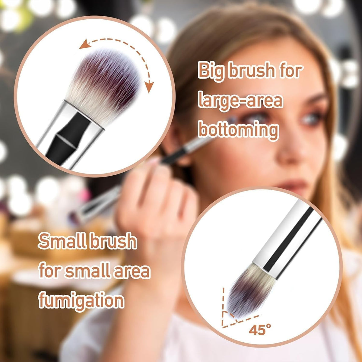 Professional Eyeshadow Brush Set for Eye Makeup & Concealer - 3 Pieces