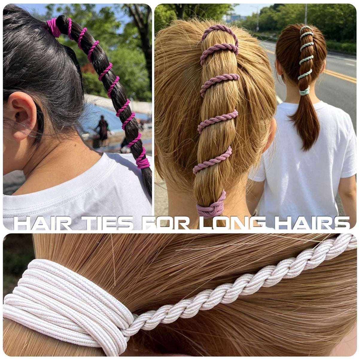 Hair Ties for Women, 16" 4 1 Count (Pack of 4), Yellow/