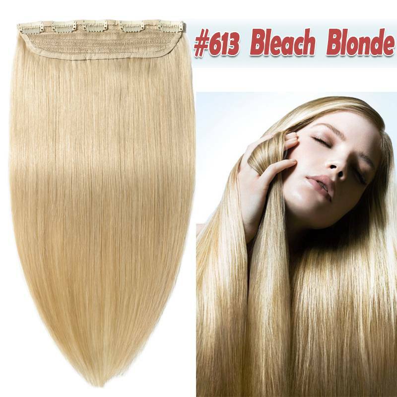Remy Human Hair Extensions Clip-In Full Head Blonde 8-24 Inches