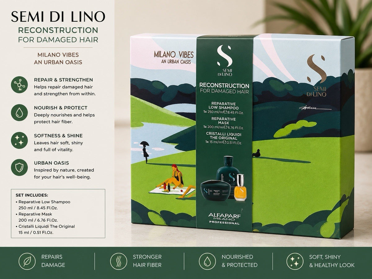 Alfaparf Semi Di Lino Reconstruction Hair Care Set - Shampoo Mask Oil Gift Box