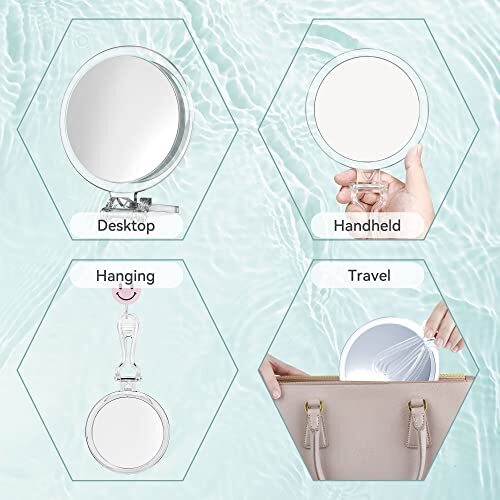 Travel Magnifying Mirror with Handle - Assorted Sizes 20X, 25X, 30X