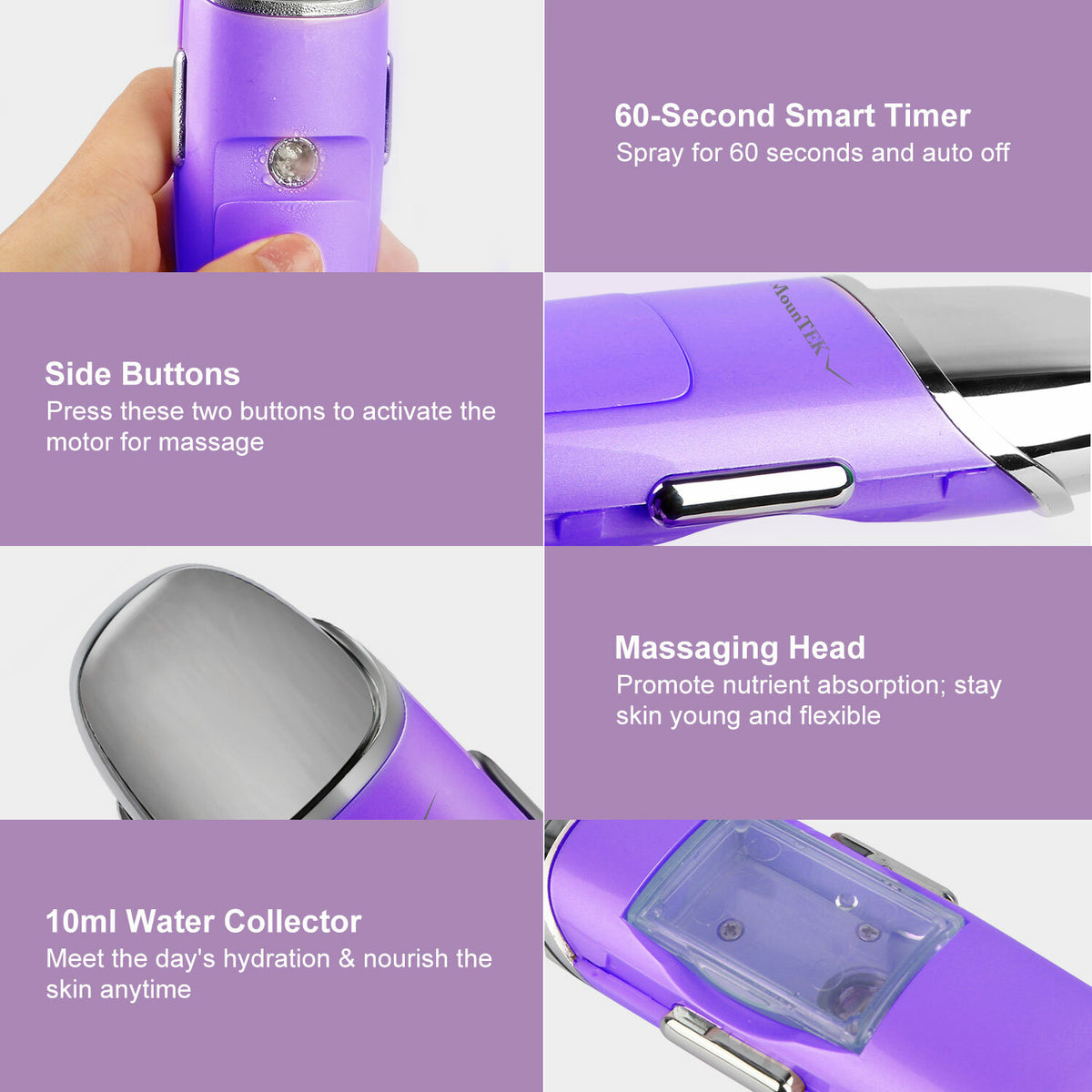 Nano Facial Mist Sprayer with Massage - Portable Hydrating Facial Mister