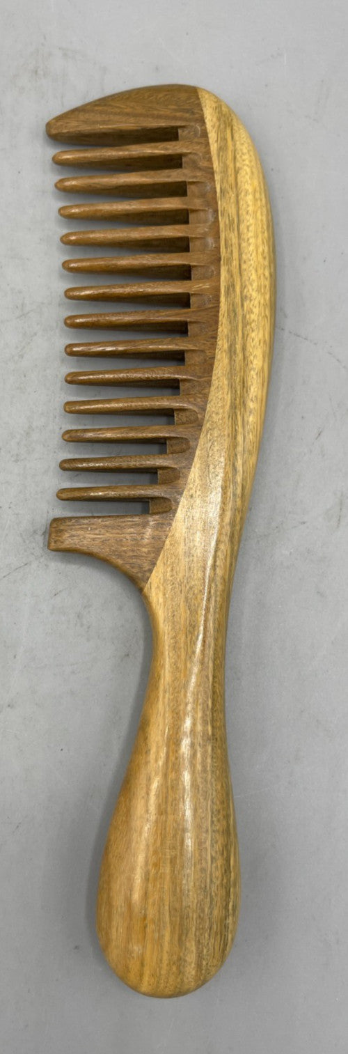 Handmade Green Sandalwood Hair Detangler Wooden Comb - Natural & Eco-Friendly