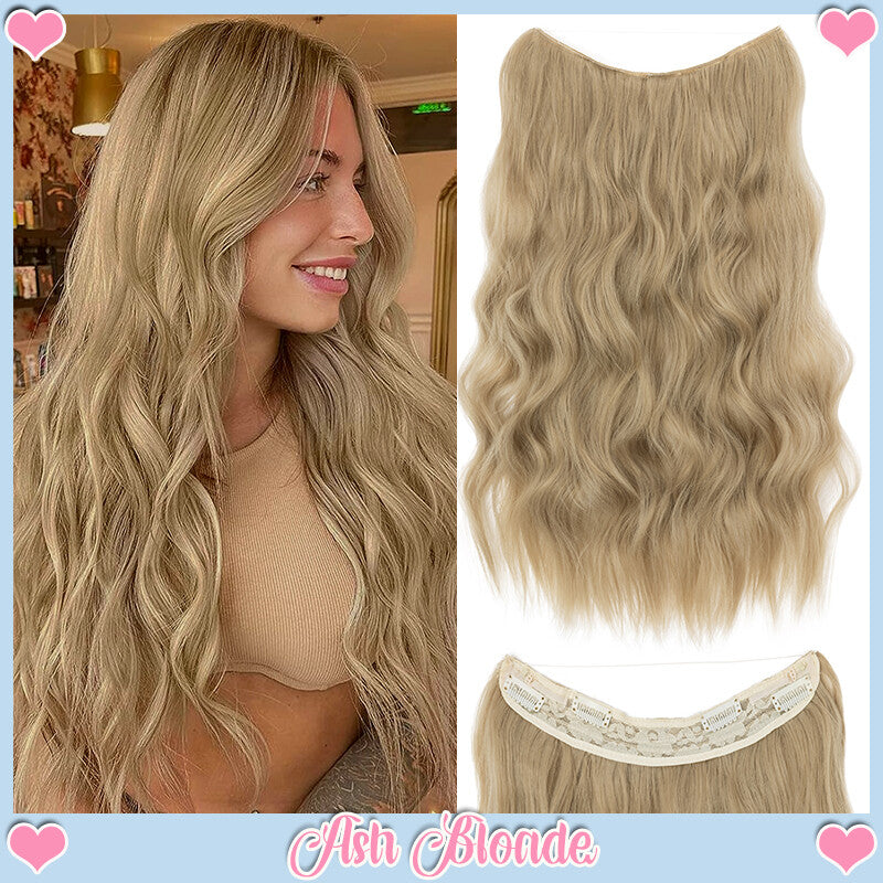 Clip-In Wavy Hair Extensions with Invisible Wire - Natural Synthetic Hairpiece
