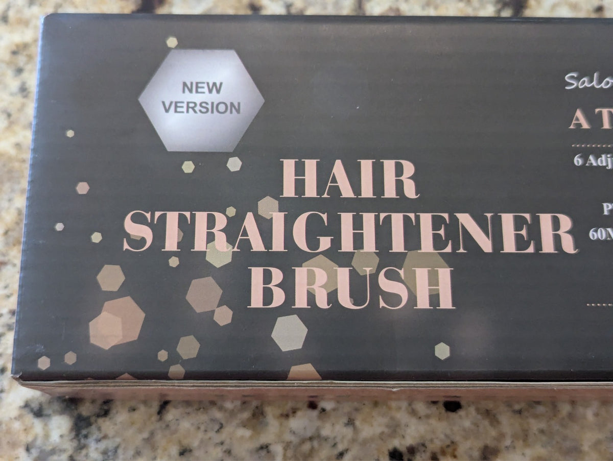 Hair Straightener Brush HS-225 with 6 Temperature Settings - Black Gold Travel-Ready