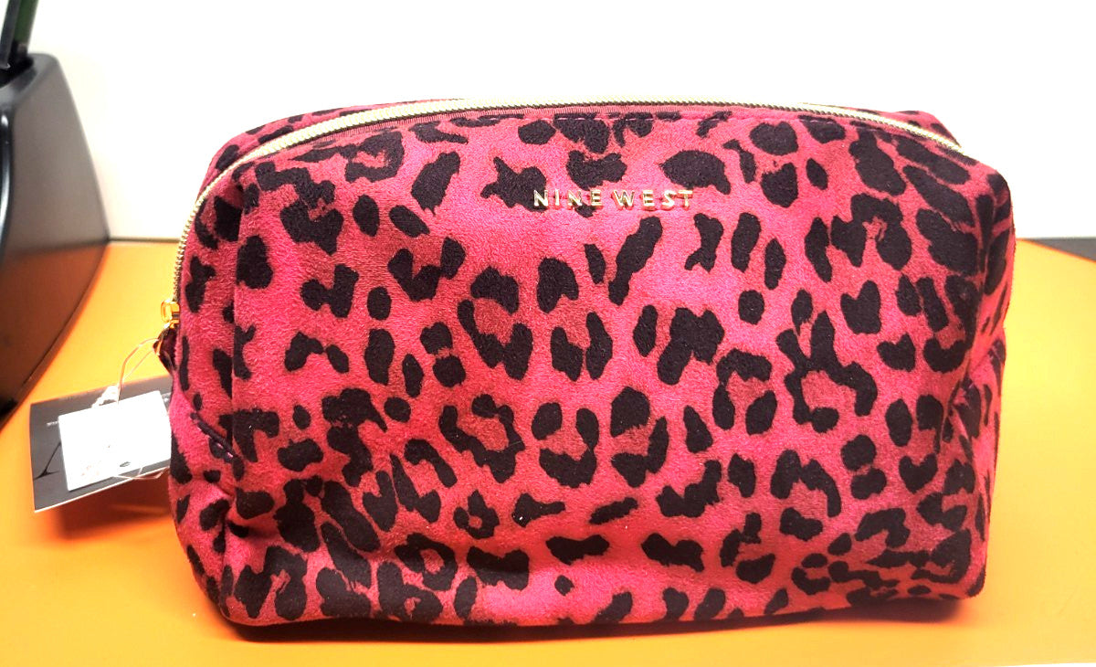 Nine West Travel Cosmetic Bag with Toiletry Bottle - Animal Print