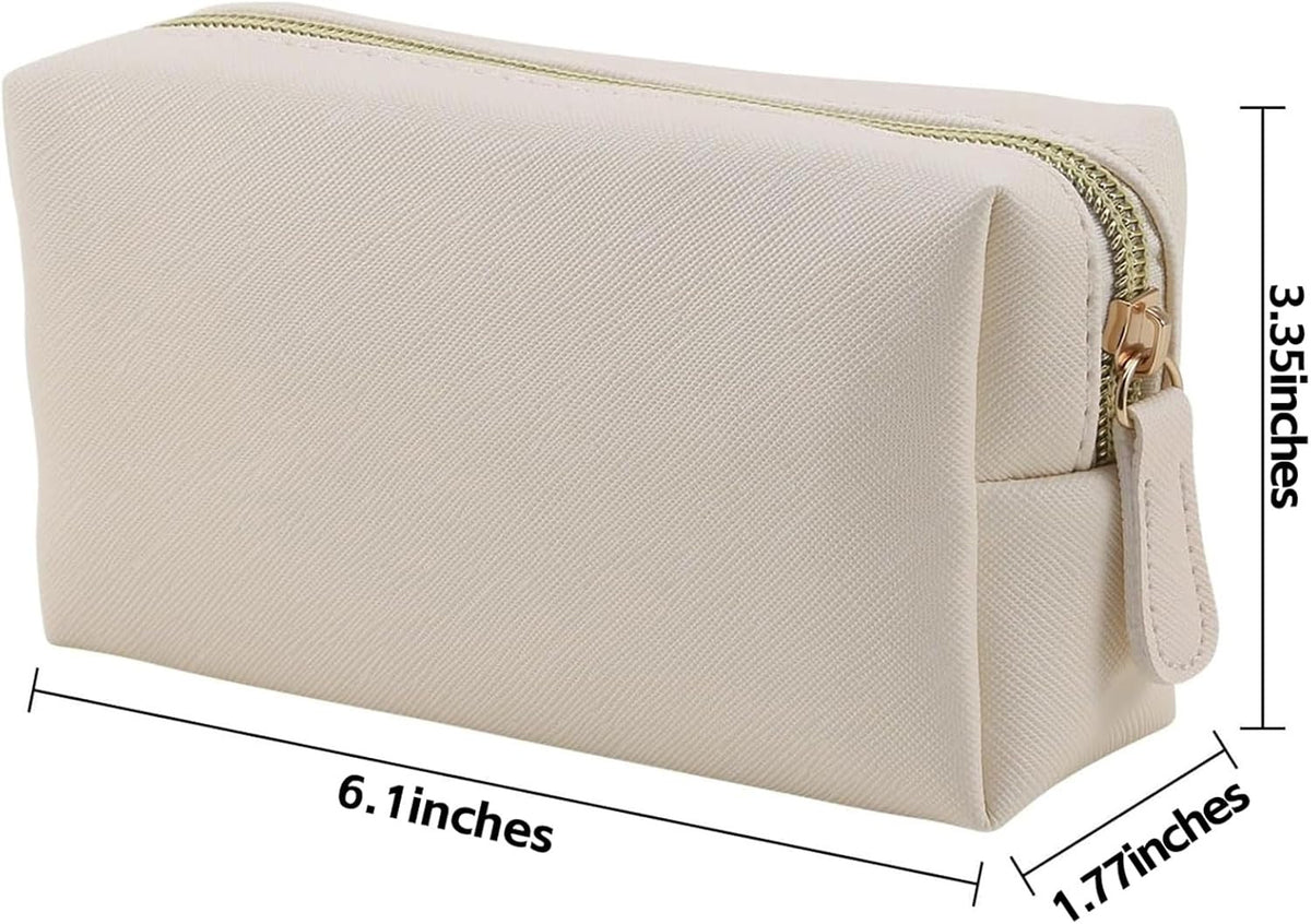 Leather Makeup Bag for Travel Small Cosmetic Organizer for Women