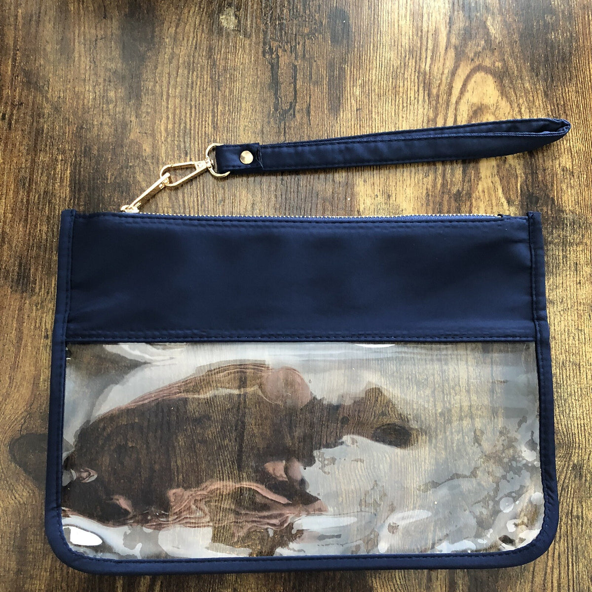 Clear Stadium Travel Makeup Bag with Wristlet - PVC Cosmetic Bag