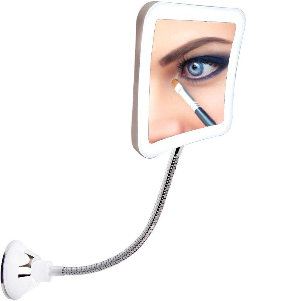 LED Lighted Makeup Mirror with 7X Magnification and Adjustable Gooseneck