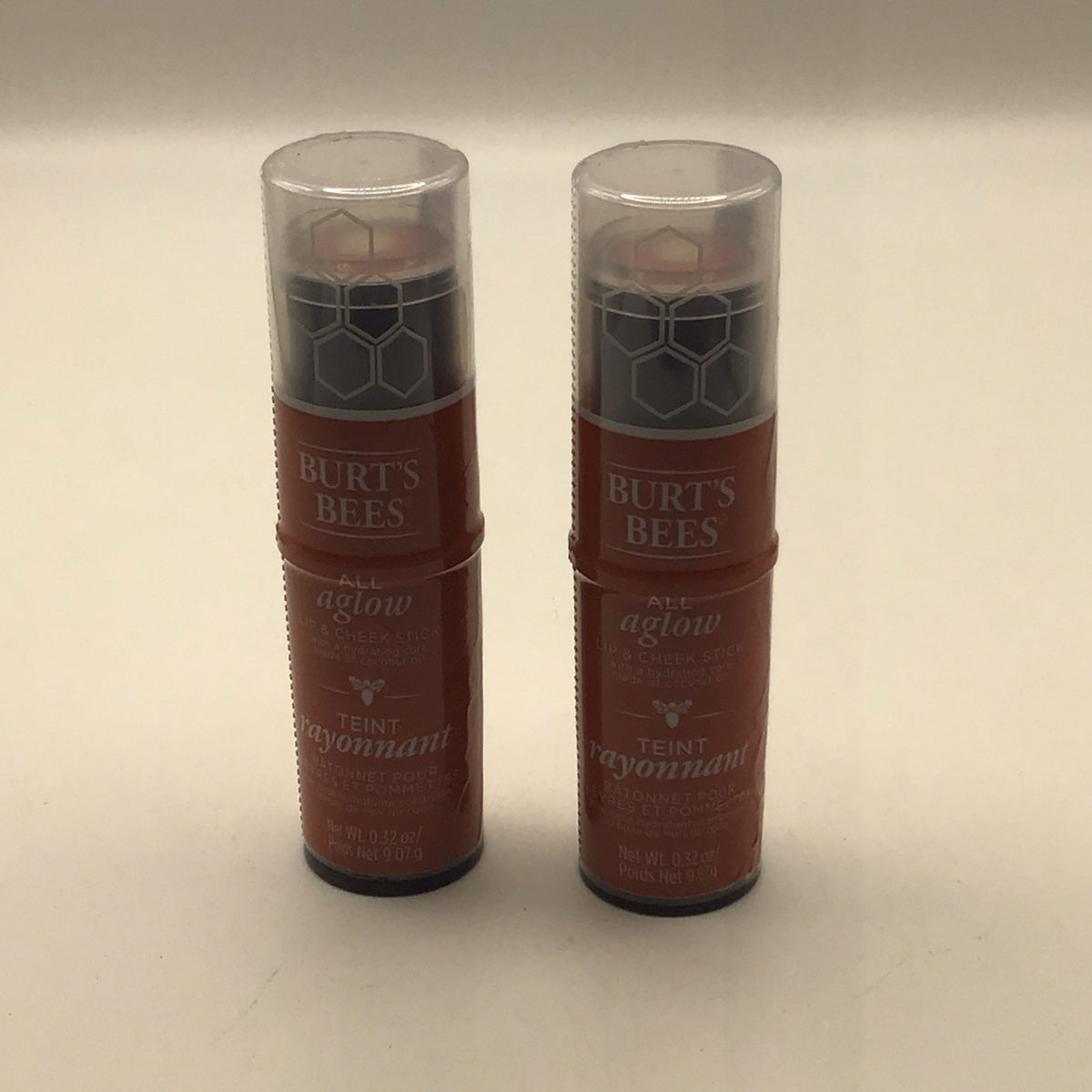 2 Pack Burt's Bees Lip & Cheek Stick Peach Pond 0.32 oz Natural Makeup