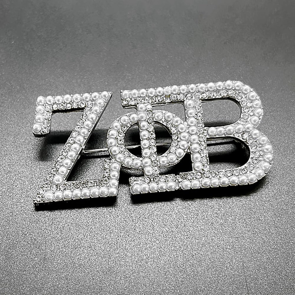Greek Letter Sorority Brooch - Black Women ZETA ZPB BETA Pearl Metal Pin