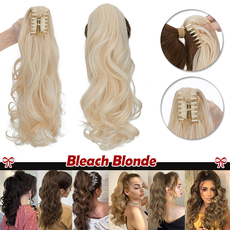 30-Inch Fluffy Ponytail Hair Extension with Claw Clip - Straight & Wave Styles