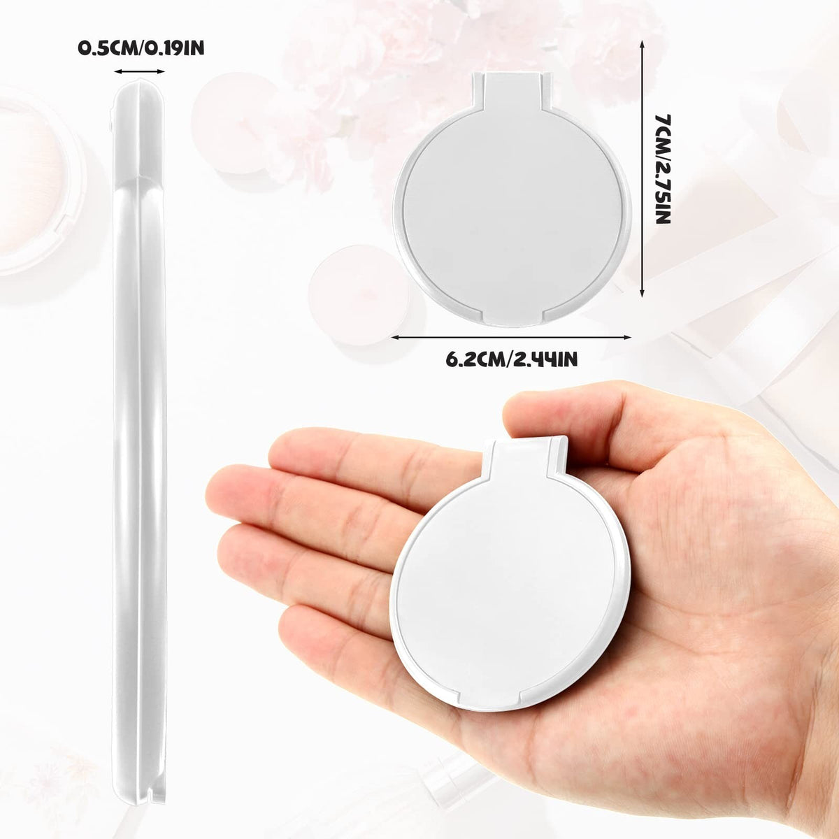 36 Pack Portable Round Makeup Mirrors - Compact Folding Travel Mirrors for Women
