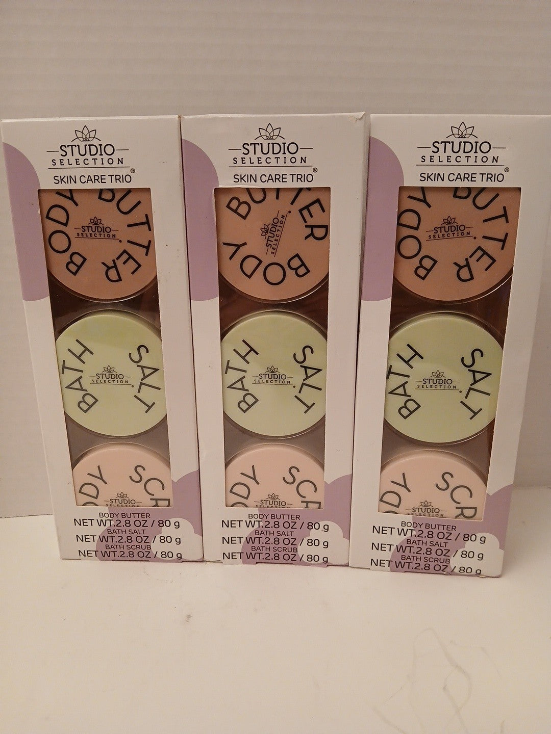THREE Skin Care Trio by Studio Collection Body Butter Bath Salt Scrub