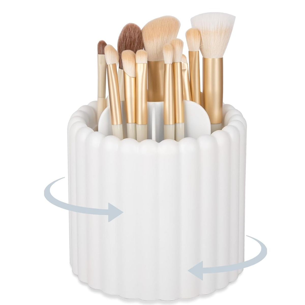 Rotating Makeup Brush Holder with 7 Slots - Removable Organizer for Vanity