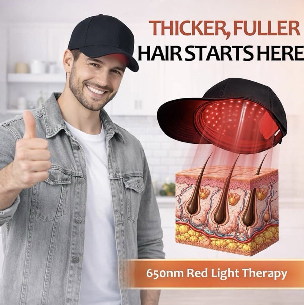 Red Light Therapy Hair Growth Cap - LED Hat for Men & Women