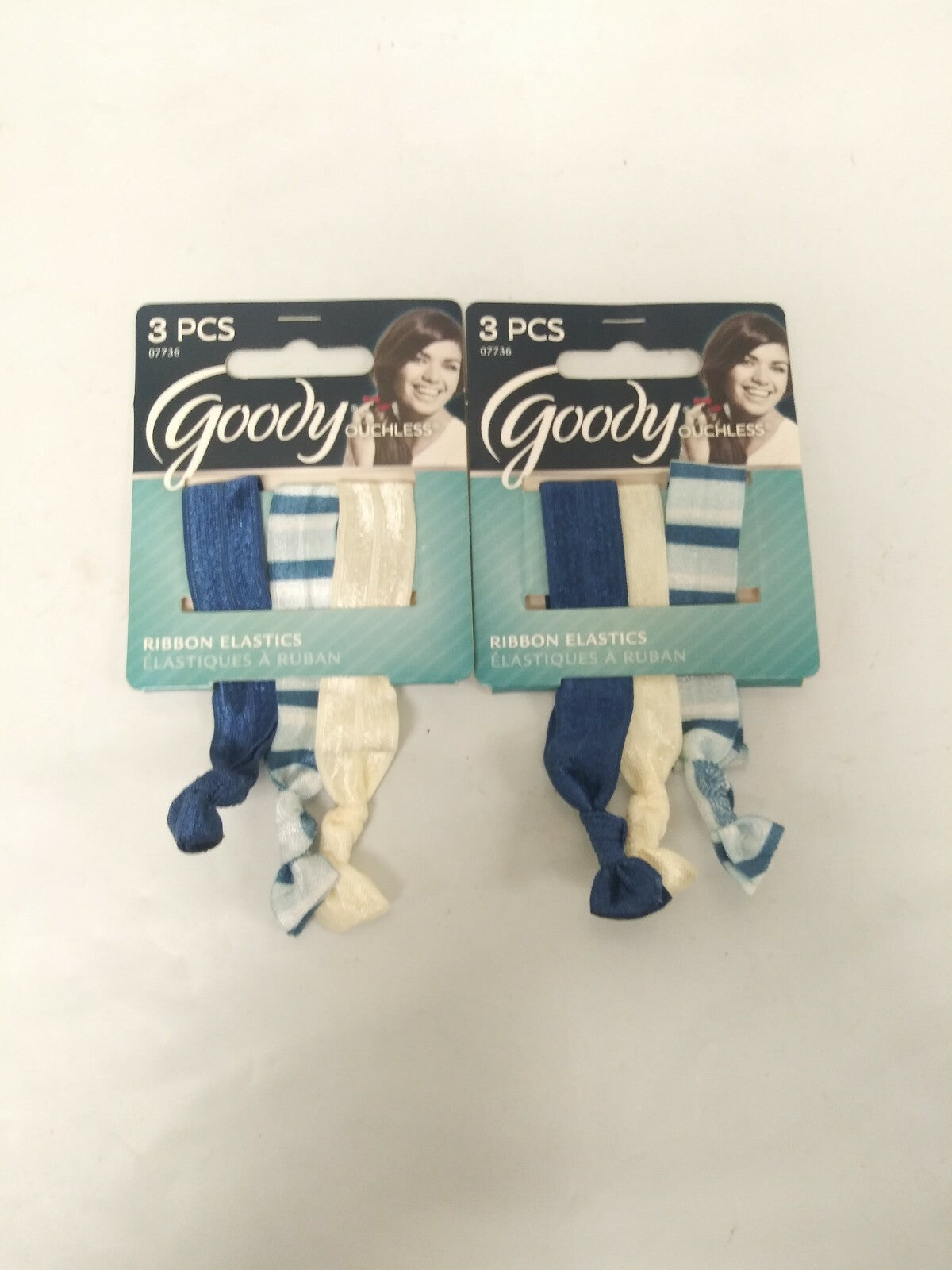 2 Goody Ouchless Hair Ribbon Elastics 3ct Each
