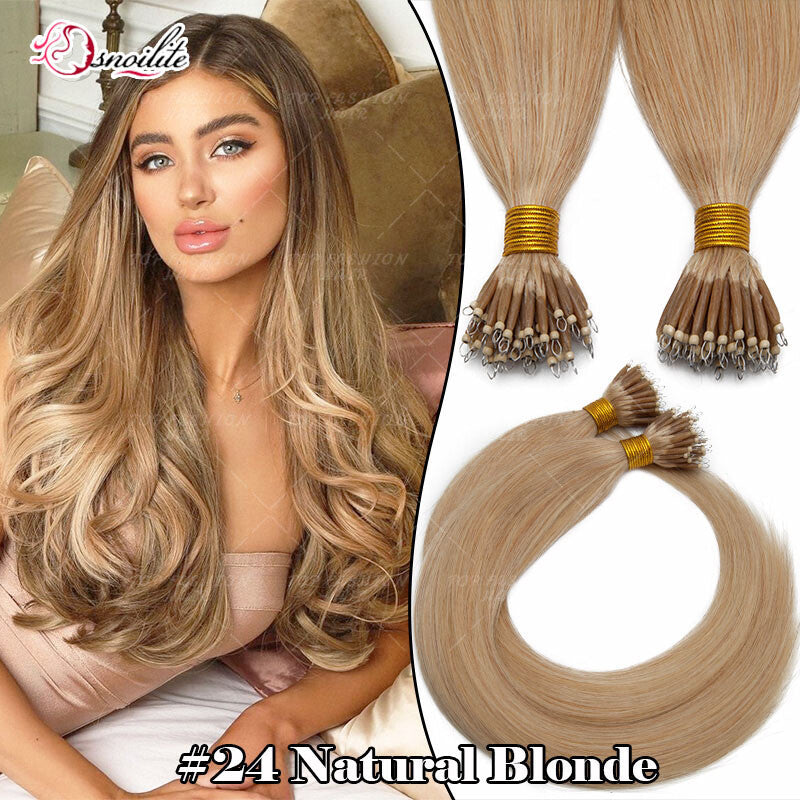 Human Remy Hair Extensions Micro Loop Nano Ring Full Head Salon Use