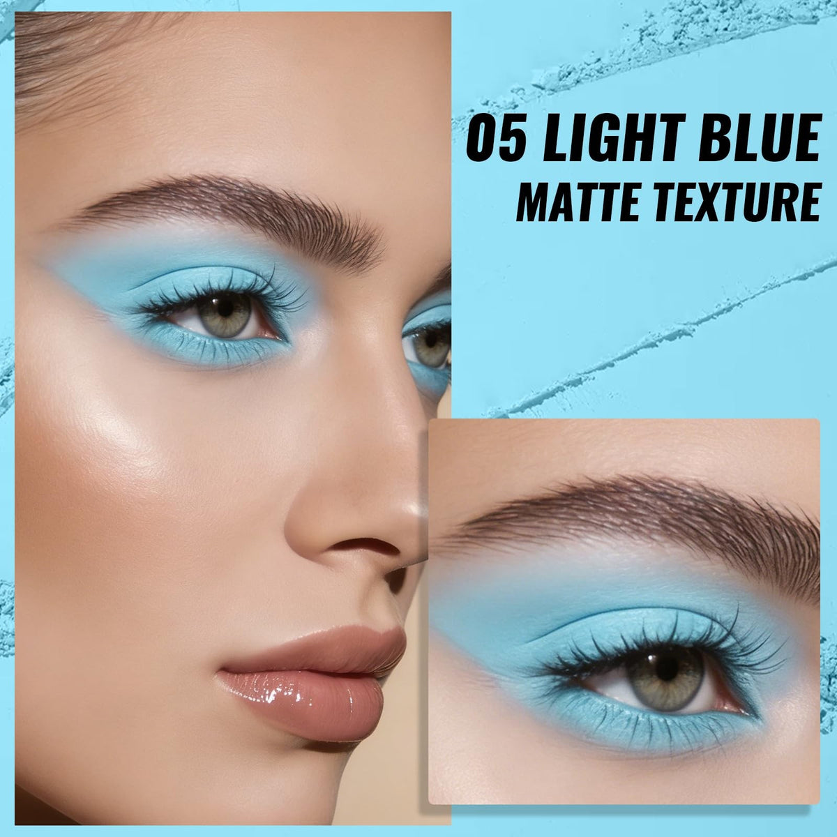 Light Blue Matte Eyeshadow Single - Highly Pigmented & Blendable, 1.1oz