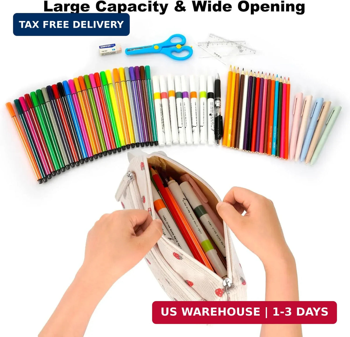 Corduroy Triangle Makeup & Pen Storage Bag - Portable Organizer