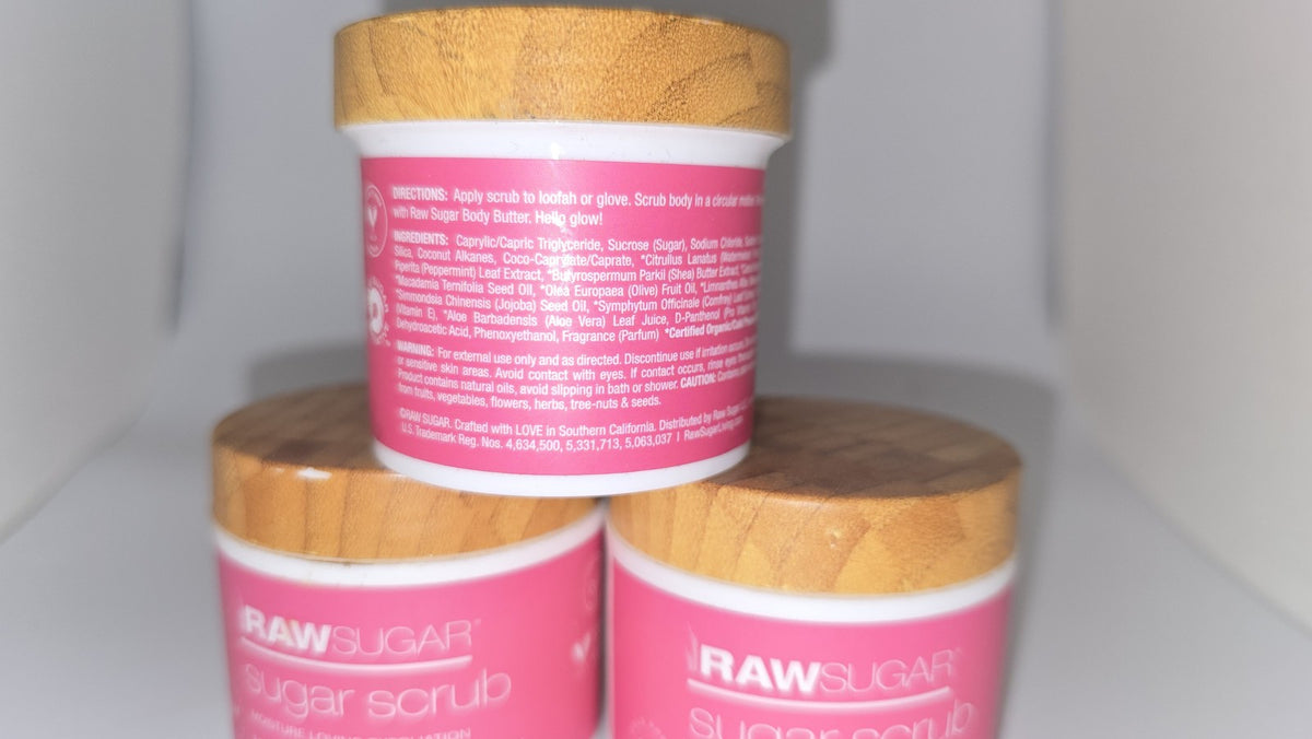 3 Pack Raw Sugar Scrub Watermelon Fresh Mint Moisture Exfoliation oz