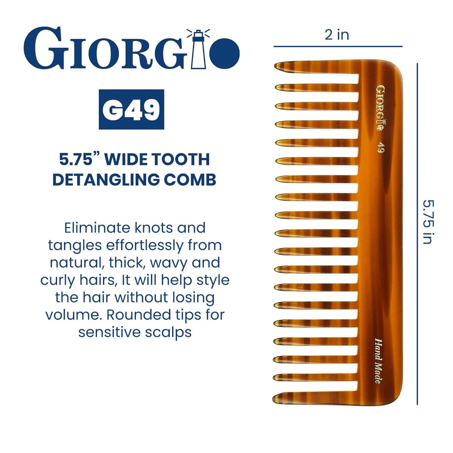 Large Wide-Tooth Detangling Comb for Thick Curly Wavy Hair - Pain-Free Hair & Beard Styler