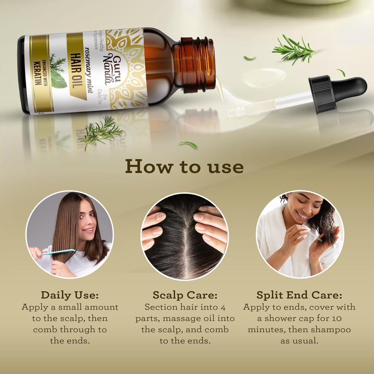 Rosemary Mint Hair Growth Oil with Keratin – 2 Fl Oz