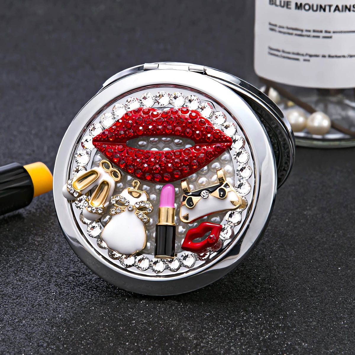 Portable 3-Inch Round Compact Mirror with 1x/2x Magnification for Travel & Makeup