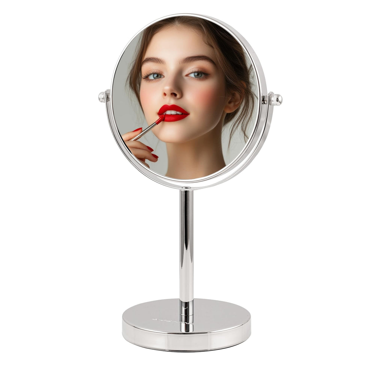 6-Inch Tabletop Makeup Mirror with 1X/7X Magnification, 360° Swivel, Polished Chrome