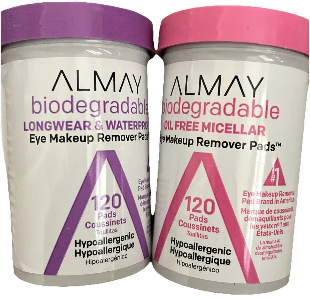 Almay Biodegradable Oil-Free Micellar Eye Makeup Remover Pads - 120 Count (2 Pack)