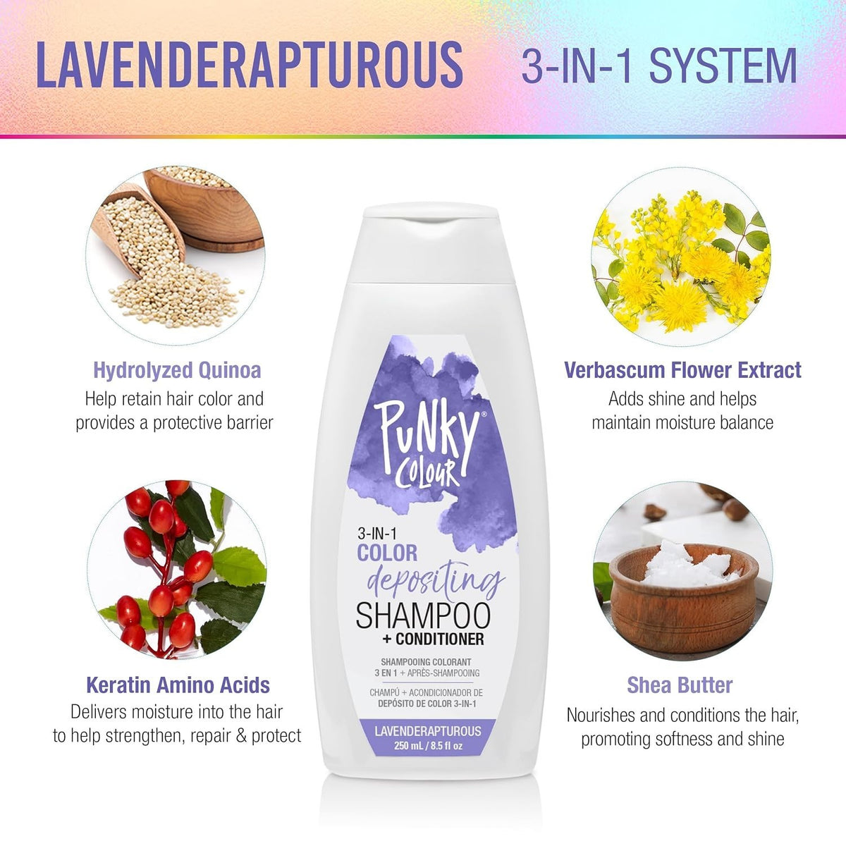 Long-Lasting Purple Hair Dye 3-in-1 Conditioner & Cleanser 8.5 oz