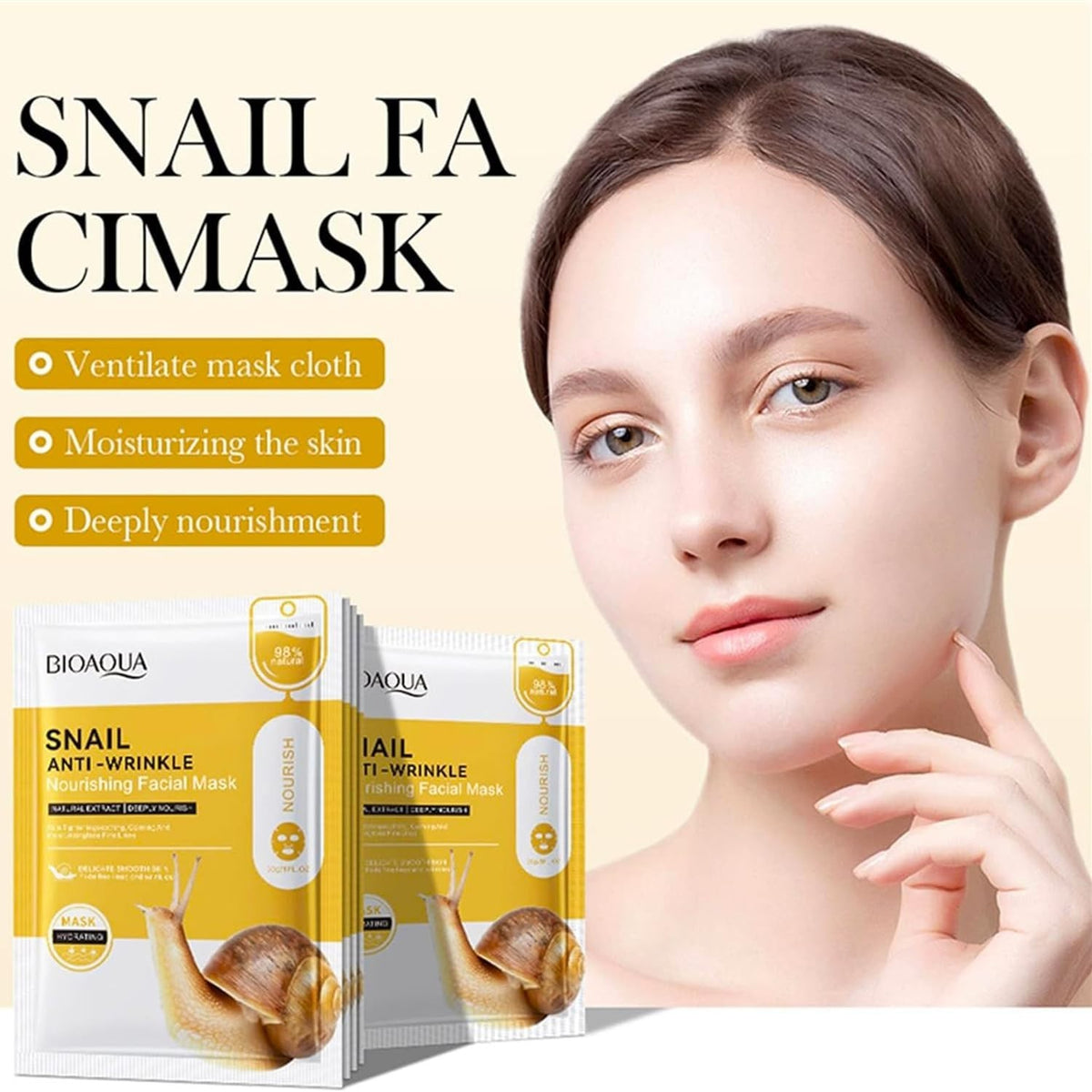 Facial Mask Set Moisturizing Anti-Wrinkle 5pc - Snail