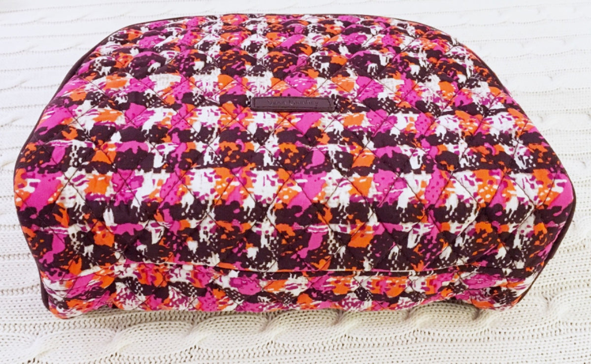 Large Zip Cosmetic Bag for Travel and Organization - Houndstooth Tweed Pattern
