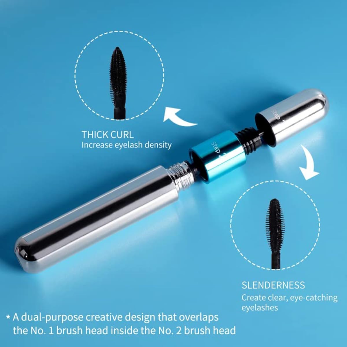 2-in-1 Waterproof Mascara for Lengthening & Volumizing Lash Look