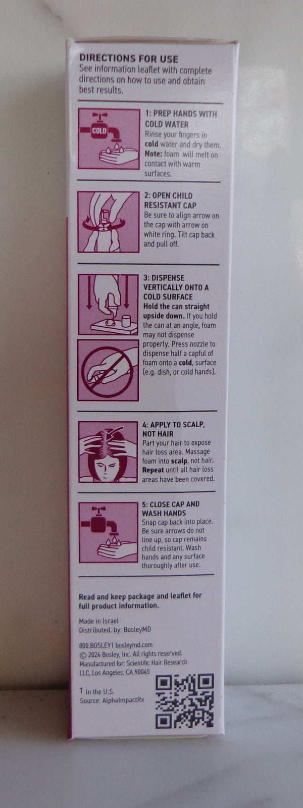 Bosley MD MINOXIDIL Topical Hair Regrowth Treatment Foam For Women 5%
