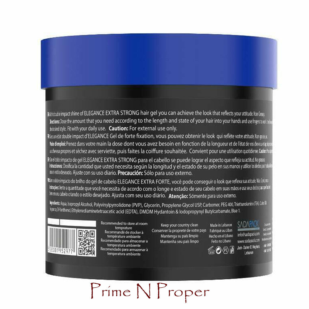 Extra Strong Hold Hair Gel with Vitamin B5 - 2x 16.9oz / 500ml