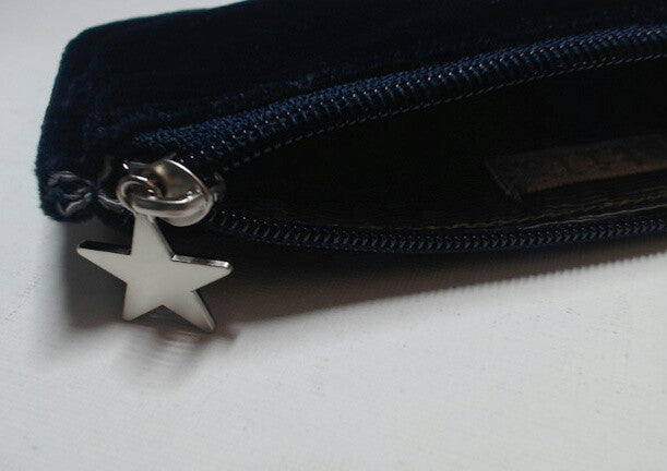 Black Velvet Cosmetic Makeup Bag - Set of 2 Midnight Blue Travel Bags