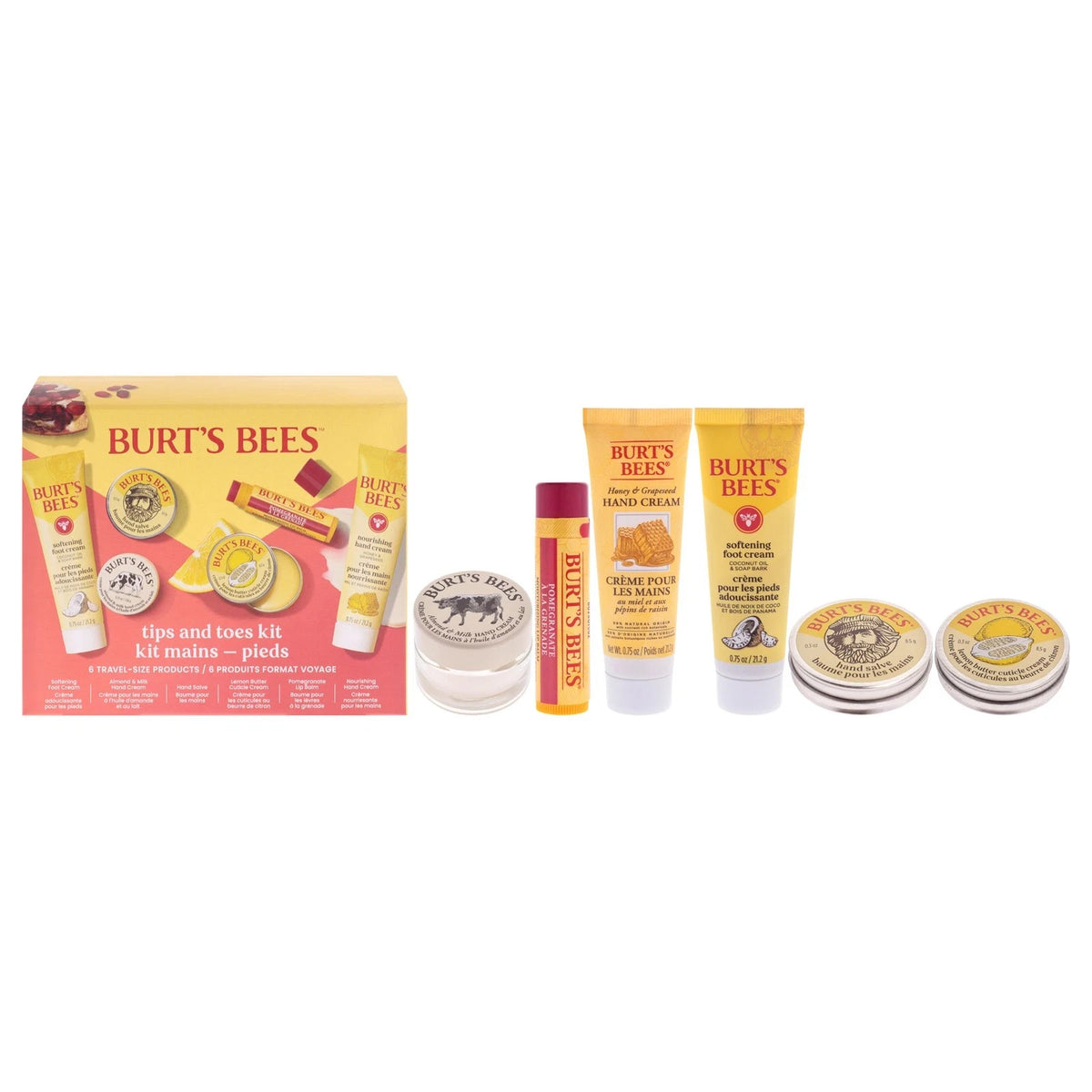 Burt's Bees Tips and Toes Skincare Gift Set - Travel Size 6-Piece Kit