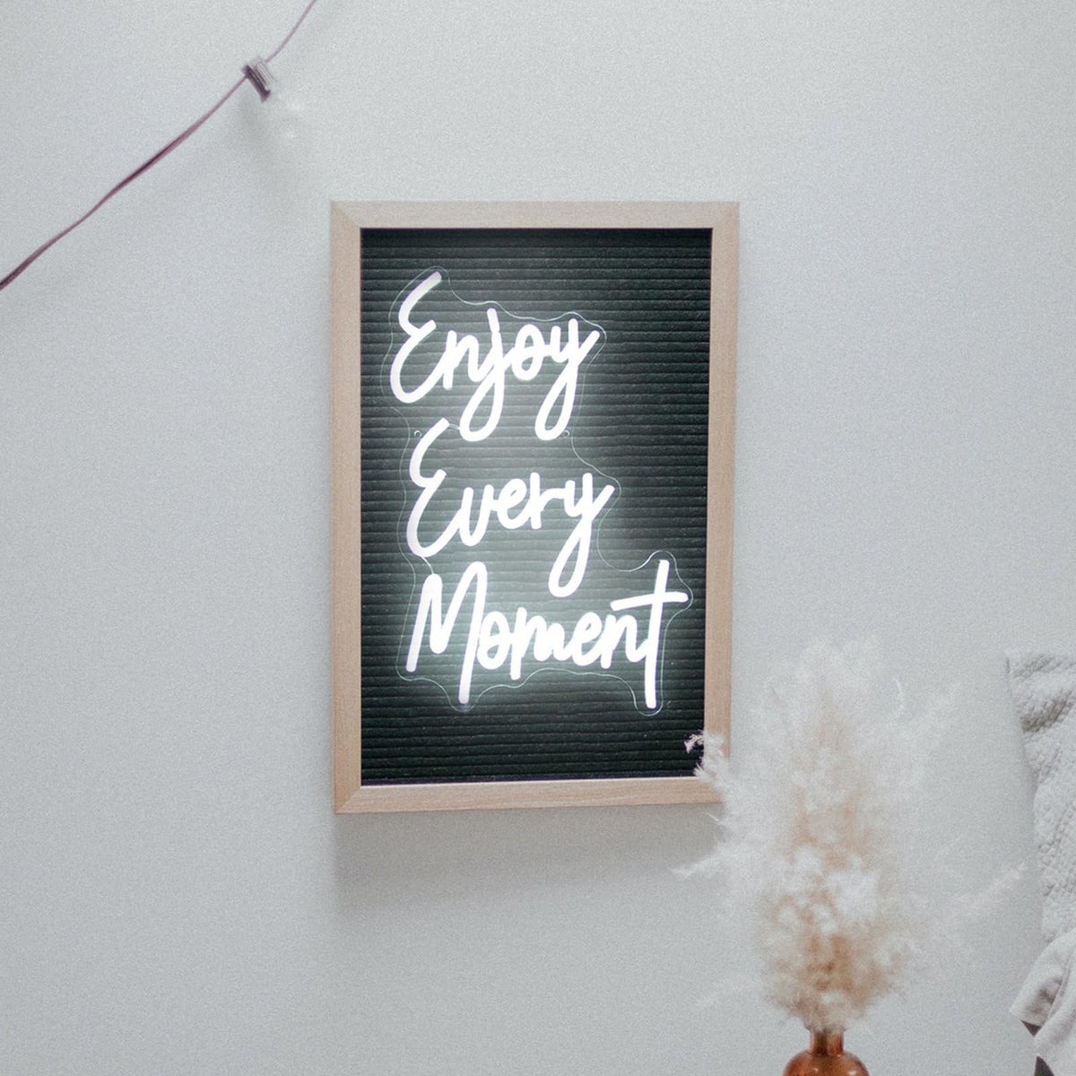 White LED Neon Wall Sign - Enjoy Every Moment Quote for Bedroom Bar Restaurant
