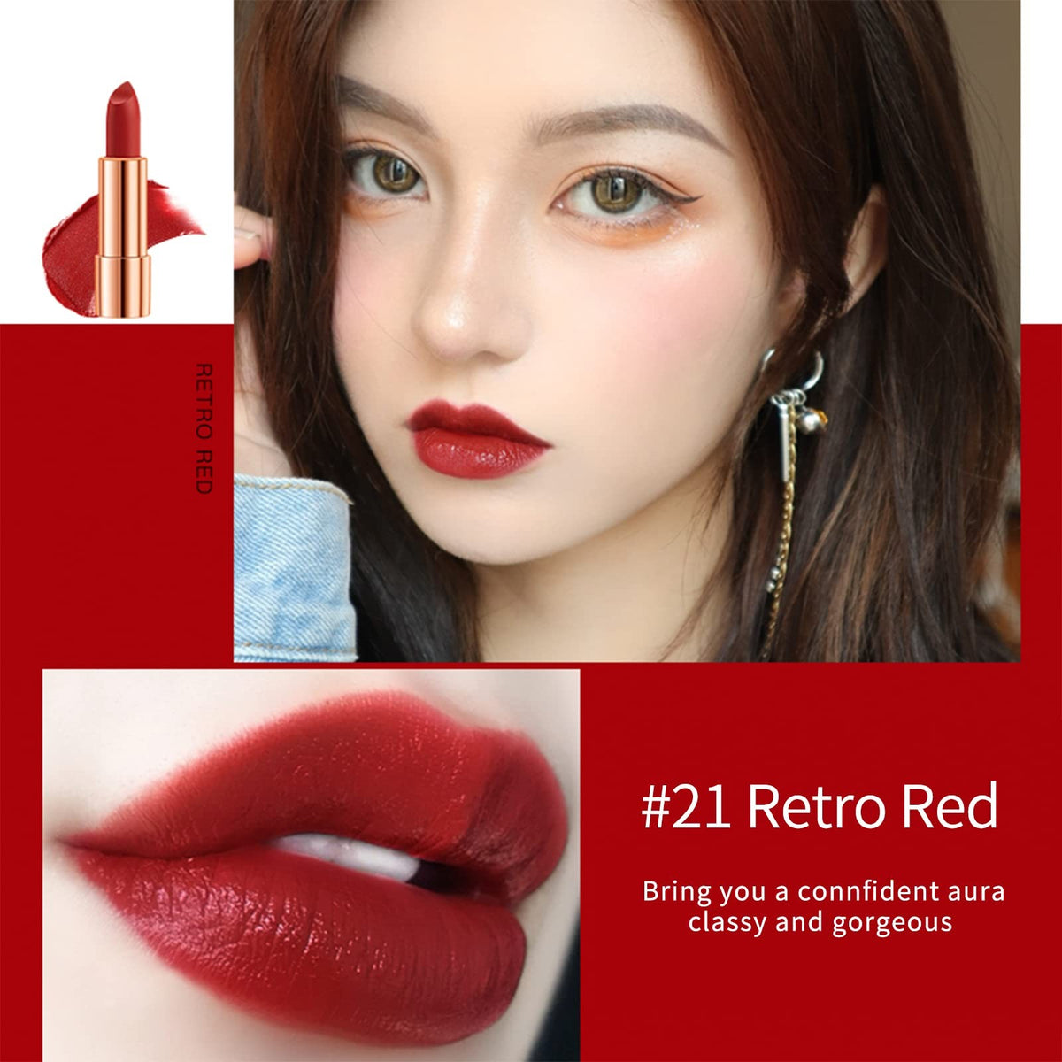 Velvet Matte Lipstick Set - 3 Colors with Chain Bag, Waterproof & Long-Lasting